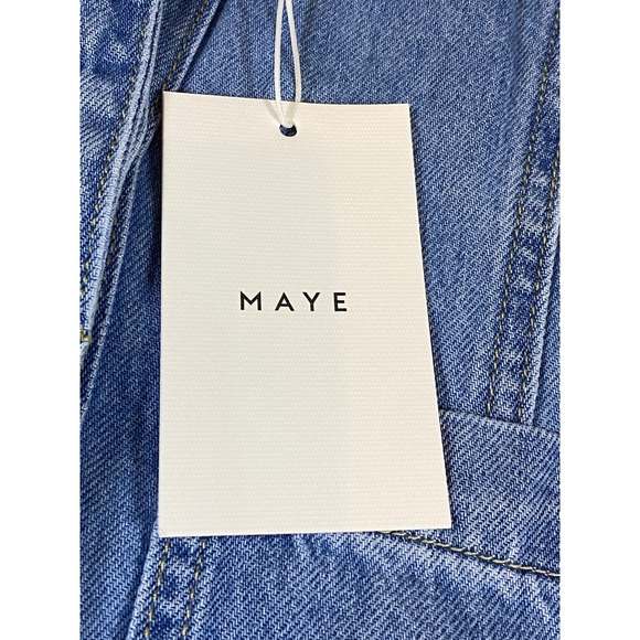 MAYE NWT Montana Denim Shirtdress Midi Button Front Collared Blue Jean Dress - Picture 10 of 15